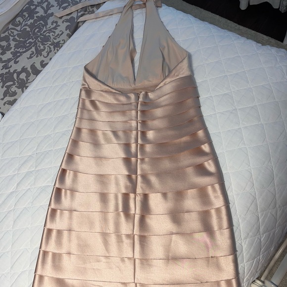 BCBG Max Champagne cocktail halter dress - Picture 2 of 5